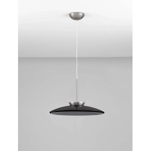 Lampa wisząca szklana designerska - ściemniacz triac Loggi 50cm LED 3000K szkło dymione / ciemny nikiel
