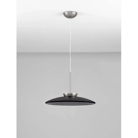 Lampa wisząca szklana designerska - ściemniacz triac Loggi 50cm LED 3000K szkło dymione / ciemny nikiel
