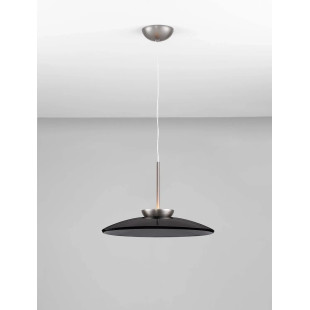 Lampa wisząca szklana designerska - ściemniacz triac Loggi 50cm LED 3000K szkło dymione / ciemny nikiel