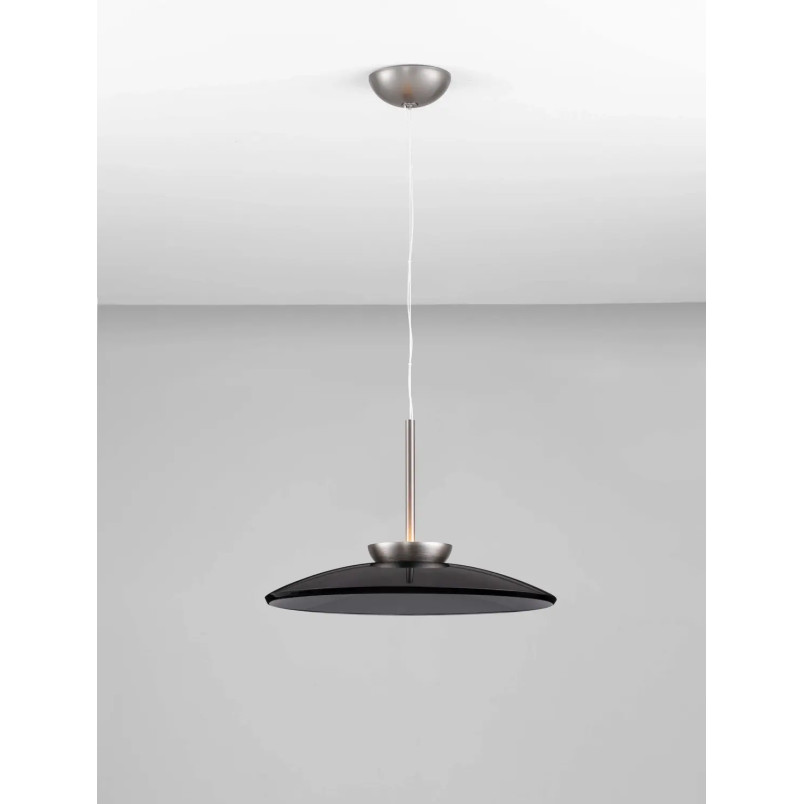 Lampa wisząca szklana designerska - ściemniacz triac Loggi 50cm LED 3000K szkło dymione / ciemny nikiel