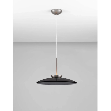 Lampa wisząca szklana designerska - ściemniacz triac Loggi 50cm LED 3000K szkło dymione / ciemny nikiel