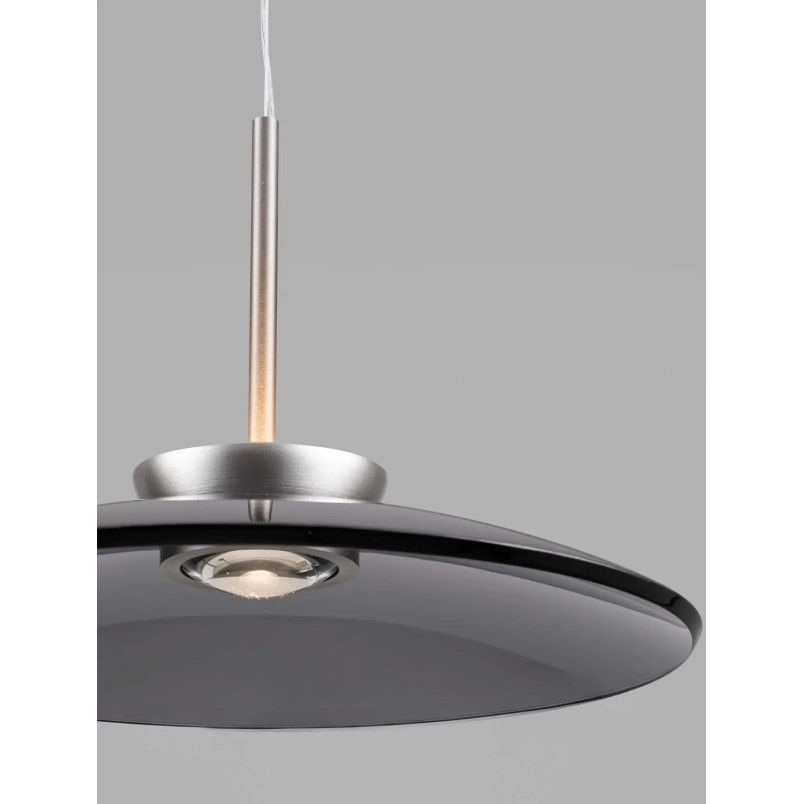 Lampa wisząca szklana designerska - ściemniacz triac Loggi 50cm LED 3000K szkło dymione / ciemny nikiel