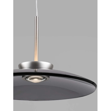 Lampa wisząca szklana designerska - ściemniacz triac Loggi 50cm LED 3000K szkło dymione / ciemny nikiel