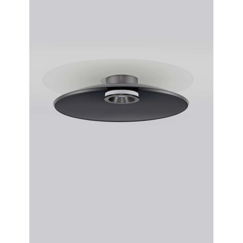 Plafon szklany - ściemniacz triac Loggi 50cm LED 3000K szkło dymione / ciemny nikiel