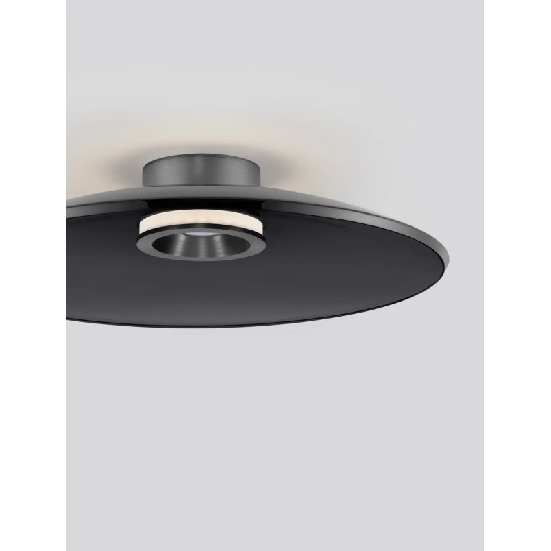 Plafon szklany - ściemniacz triac Loggi 50cm LED 3000K szkło dymione / ciemny nikiel