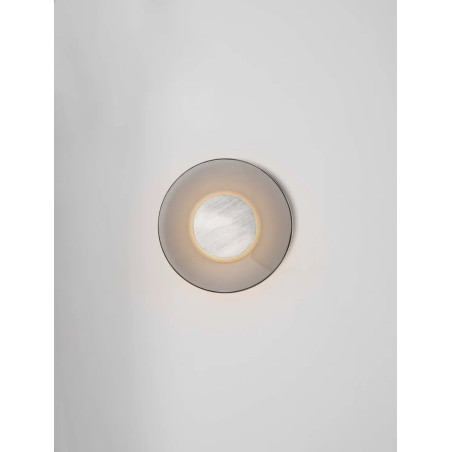 Kinkiet szklany designerski Loggi 32cm LED 3000K szkło dymione / ciemny nikiel