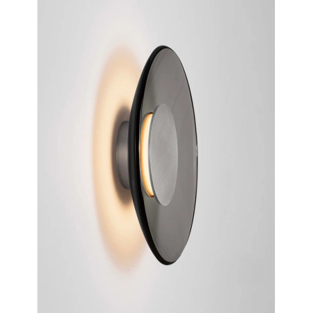 Kinkiet szklany designerski Loggi 32cm LED 3000K szkło dymione / ciemny nikiel