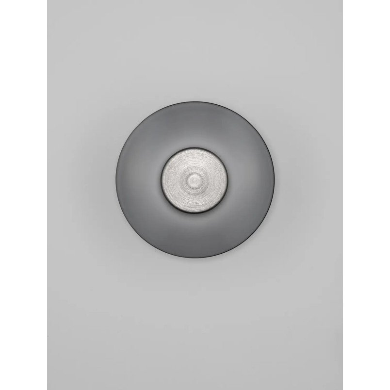 Kinkiet szklany designerski Loggi 15cm LED 3000K szkło dymione / ciemny nikiel