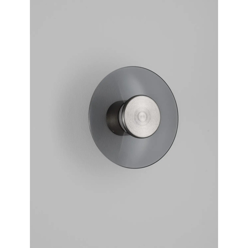 Kinkiet szklany designerski Loggi 15cm LED 3000K szkło dymione / ciemny nikiel