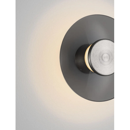 Kinkiet szklany designerski Loggi 15cm LED 3000K szkło dymione / ciemny nikiel