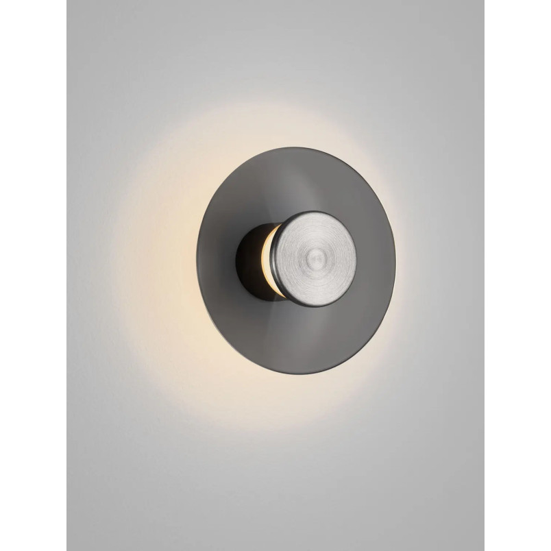 Kinkiet szklany designerski Loggi 15cm LED 3000K szkło dymione / ciemny nikiel