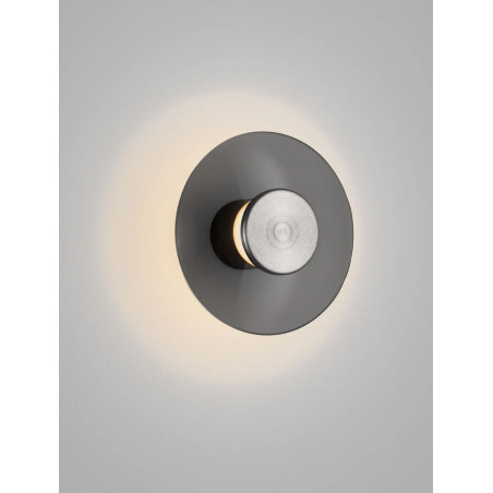 Kinkiet szklany designerski Loggi 15cm LED 3000K szkło dymione / ciemny nikiel