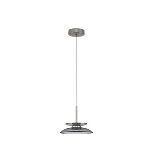 Lampa wisząca szklana designerska Loggi 23cm LED 3000K szkło dymione / ciemny nikiel