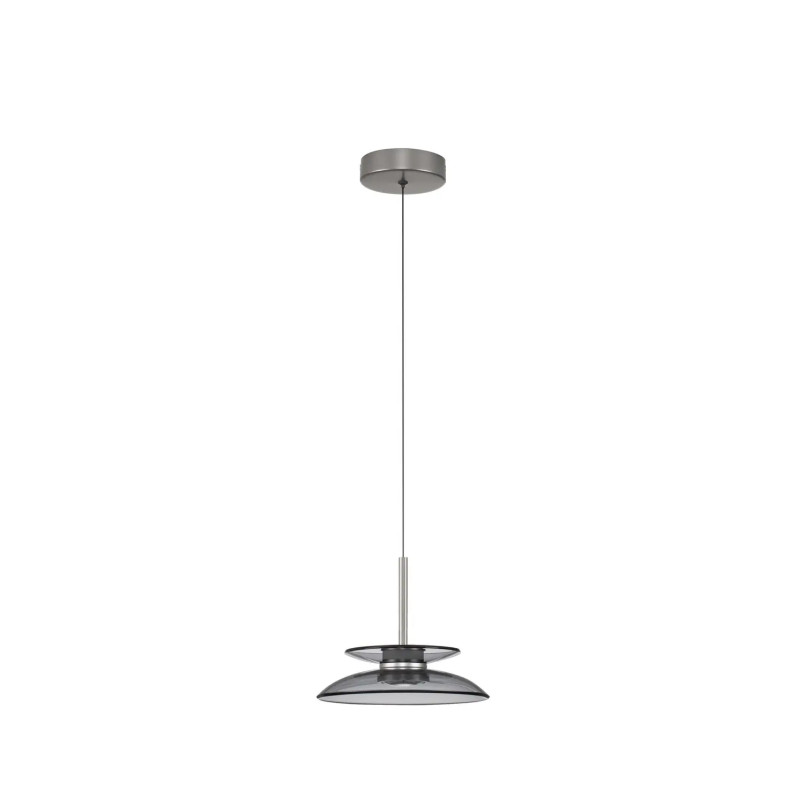 Lampa wisząca szklana designerska Loggi 23cm LED 3000K szkło dymione / ciemny nikiel