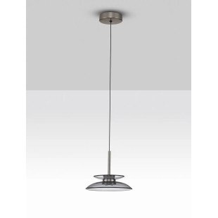 Lampa wisząca szklana designerska Loggi 23cm LED 3000K szkło dymione / ciemny nikiel