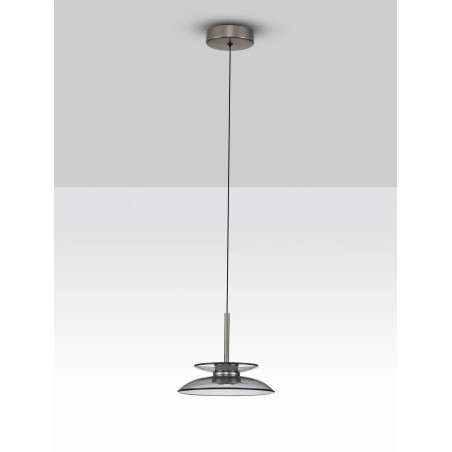 Lampa wisząca szklana designerska Loggi 23cm LED 3000K szkło dymione / ciemny nikiel