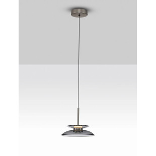 Lampa wisząca szklana designerska Loggi 23cm LED 3000K szkło dymione / ciemny nikiel