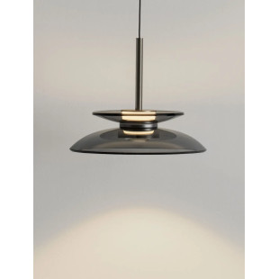 Lampa wisząca szklana designerska Loggi 23cm LED 3000K szkło dymione / ciemny nikiel