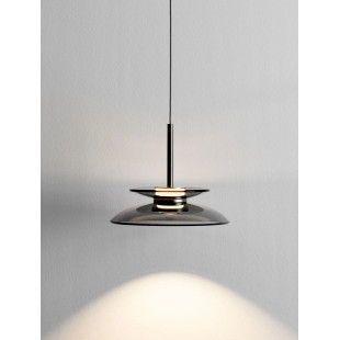 Lampa wisząca szklana designerska Loggi 23cm LED 3000K szkło dymione / ciemny nikiel