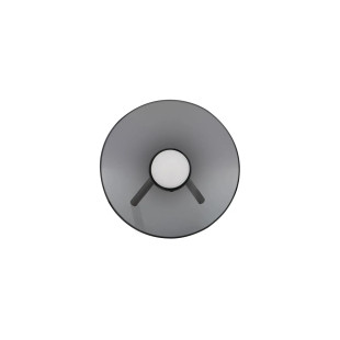 Lampa stołowa designerska z dotykowym włącznikiem Loggi 32cm LED 3000K szkło dymione / ciemny nikiel