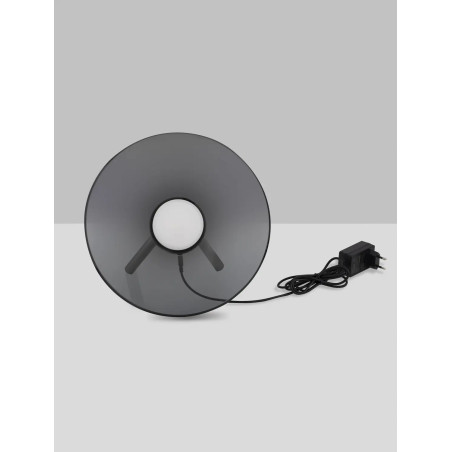 Lampa stołowa designerska z dotykowym włącznikiem Loggi 32cm LED 3000K szkło dymione / ciemny nikiel