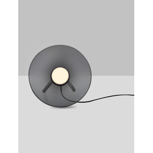 Lampa stołowa designerska z dotykowym włącznikiem Loggi 32cm LED 3000K szkło dymione / ciemny nikiel