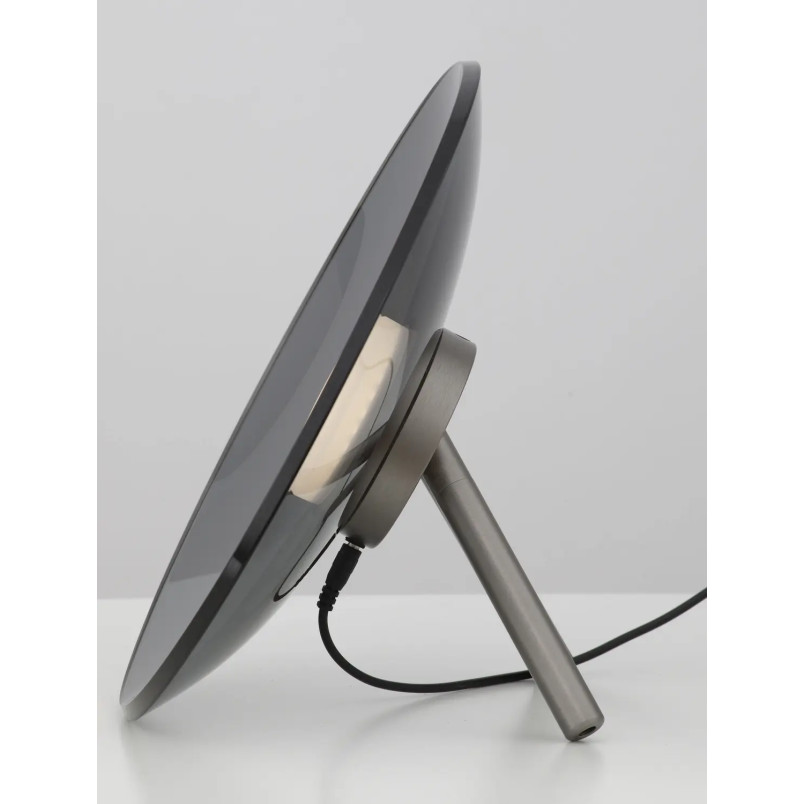 Lampa stołowa designerska z dotykowym włącznikiem Loggi 32cm LED 3000K szkło dymione / ciemny nikiel