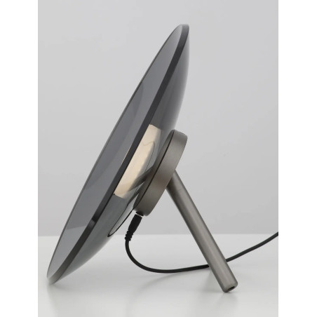 Lampa stołowa designerska z dotykowym włącznikiem Loggi 32cm LED 3000K szkło dymione / ciemny nikiel