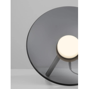 Lampa stołowa designerska z dotykowym włącznikiem Loggi 32cm LED 3000K szkło dymione / ciemny nikiel