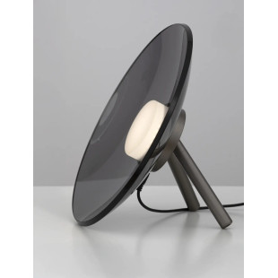 Lampa stołowa designerska z dotykowym włącznikiem Loggi 32cm LED 3000K szkło dymione / ciemny nikiel