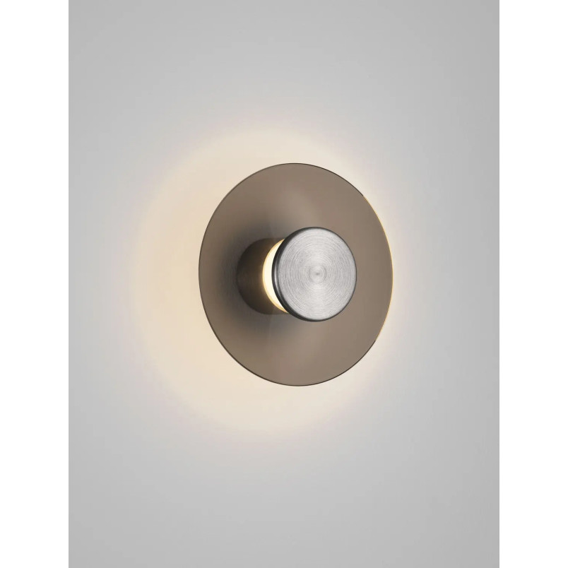 Kinkiet szklany designerski Loggi 15cm LED 3000K ciemny brąz / ciemny nikiel