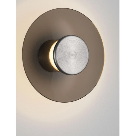 Kinkiet szklany designerski Loggi 15cm LED 3000K ciemny brąz / ciemny nikiel