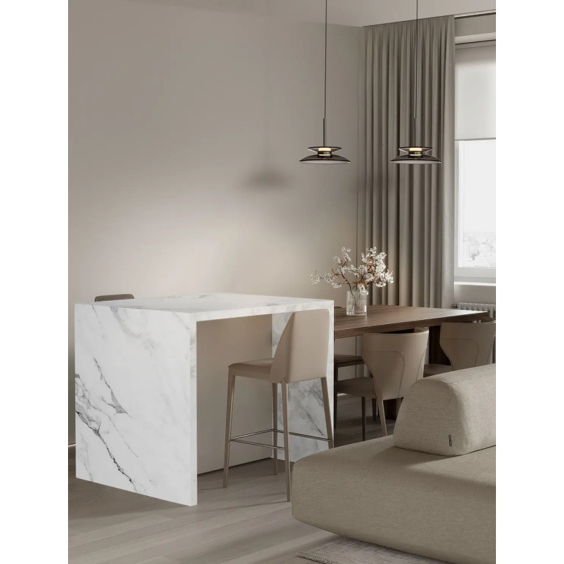 Lampa wisząca szklana designerska Loggi 23cm LED 3000K ciemny brąz / ciemny nikiel