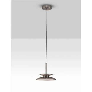 Lampa wisząca szklana designerska Loggi 23cm LED 3000K ciemny brąz / ciemny nikiel
