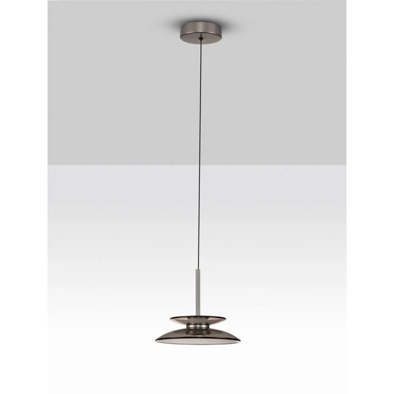 Lampa wisząca szklana designerska Loggi 23cm LED 3000K ciemny brąz / ciemny nikiel