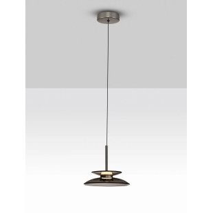 Lampa wisząca szklana designerska Loggi 23cm LED 3000K ciemny brąz / ciemny nikiel