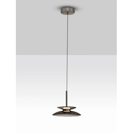 Lampa wisząca szklana designerska Loggi 23cm LED 3000K ciemny brąz / ciemny nikiel