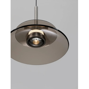 Lampa wisząca szklana designerska Loggi 23cm LED 3000K ciemny brąz / ciemny nikiel