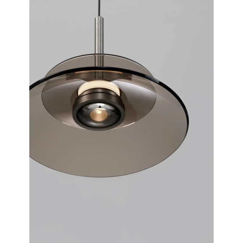 Lampa wisząca szklana designerska Loggi 23cm LED 3000K ciemny brąz / ciemny nikiel