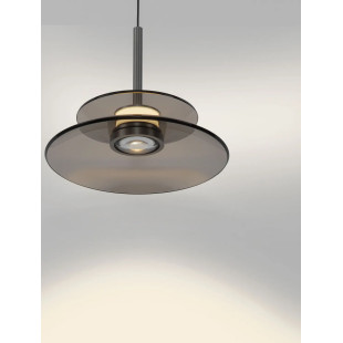 Lampa wisząca szklana designerska Loggi 23cm LED 3000K ciemny brąz / ciemny nikiel