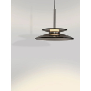 Lampa wisząca szklana designerska Loggi 23cm LED 3000K ciemny brąz / ciemny nikiel
