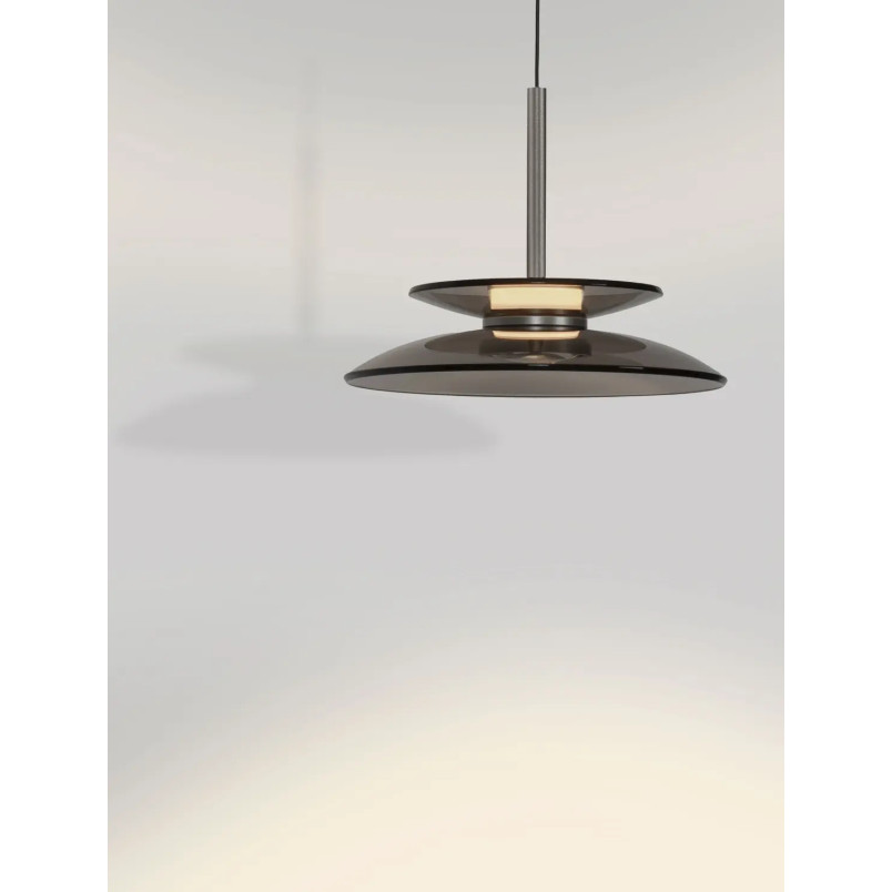 Lampa wisząca szklana designerska Loggi 23cm LED 3000K ciemny brąz / ciemny nikiel