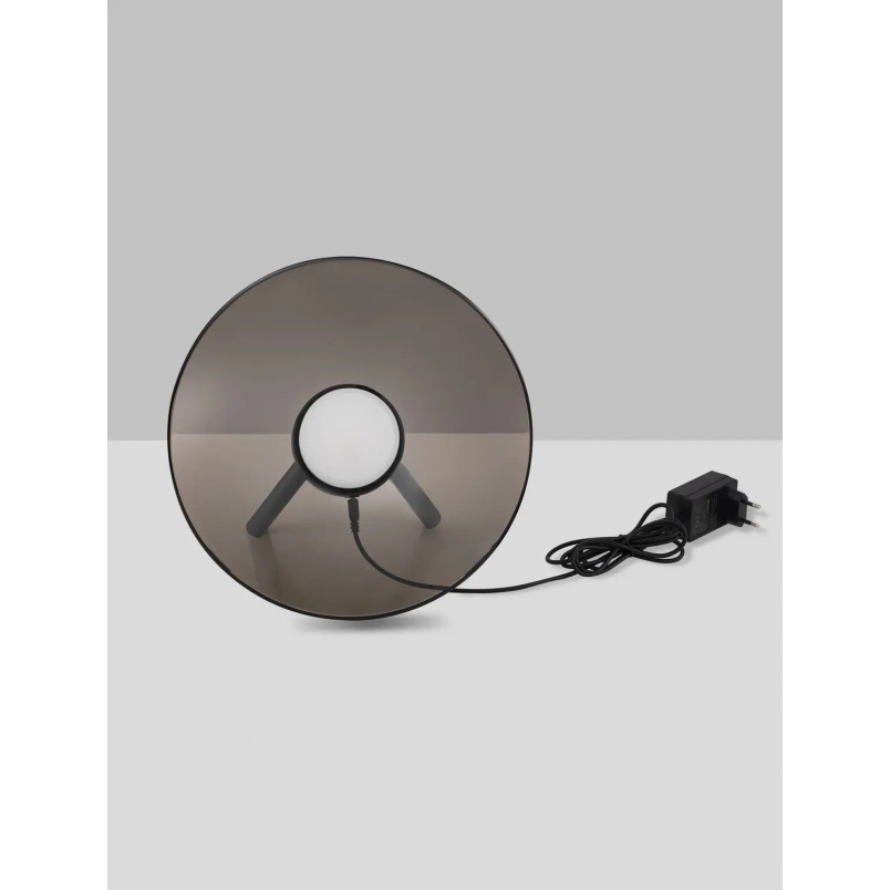 Lampa stołowa designerska z dotykowym włącznikiem Loggi 32cm LED 3000K ciemny brąz / ciemny nikiel