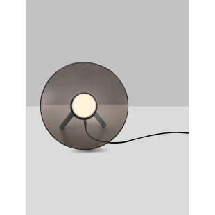 Lampa stołowa designerska z dotykowym włącznikiem Loggi 32cm LED 3000K ciemny brąz / ciemny nikiel