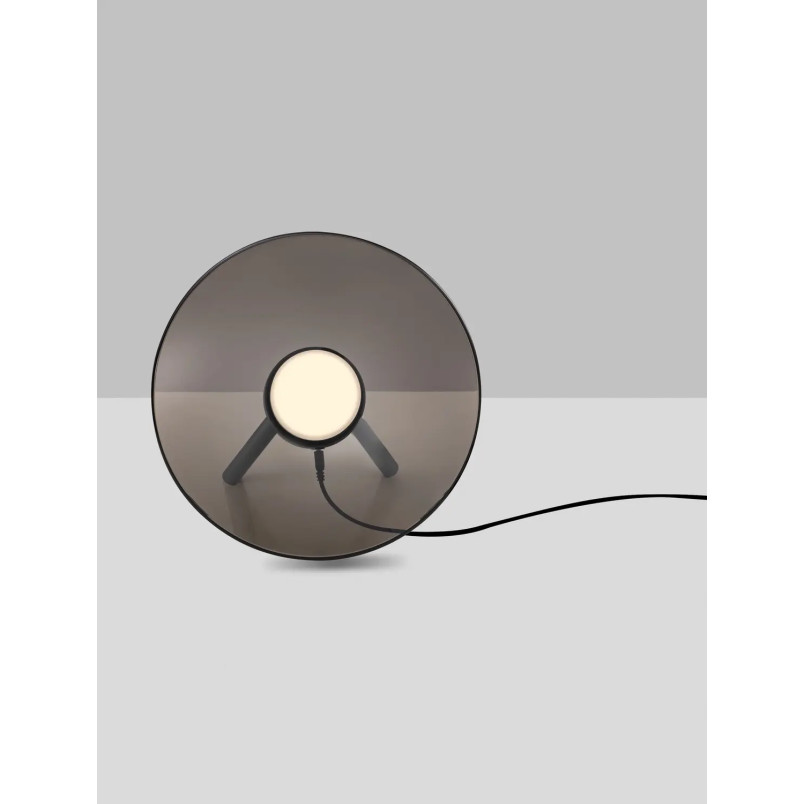 Lampa stołowa designerska z dotykowym włącznikiem Loggi 32cm LED 3000K ciemny brąz / ciemny nikiel