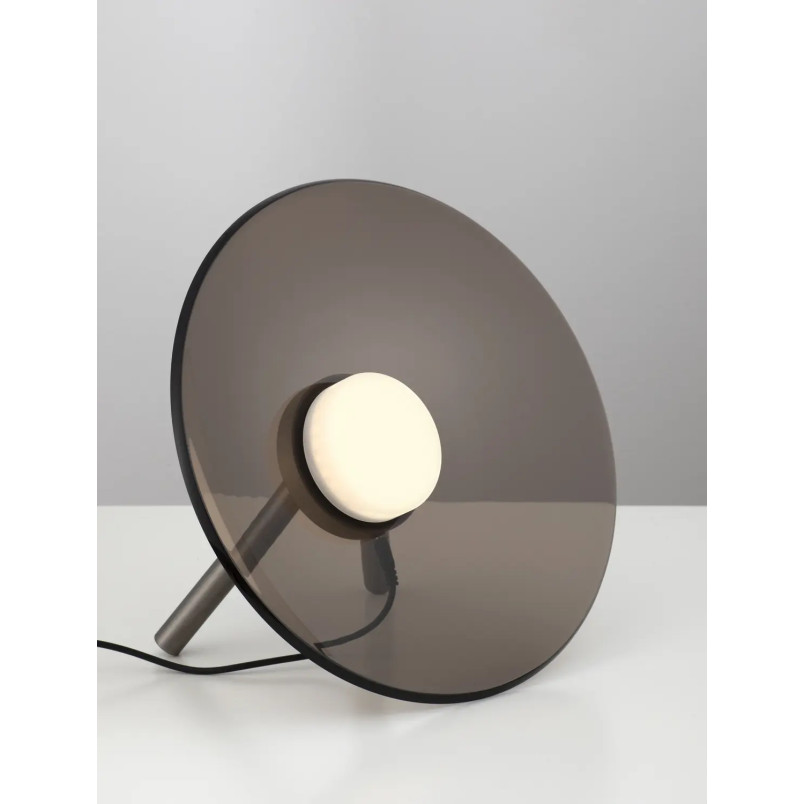 Lampa stołowa designerska z dotykowym włącznikiem Loggi 32cm LED 3000K ciemny brąz / ciemny nikiel