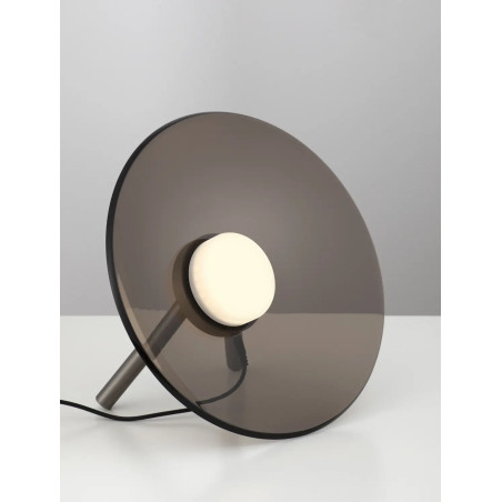 Lampa stołowa designerska z dotykowym włącznikiem Loggi 32cm LED 3000K ciemny brąz / ciemny nikiel