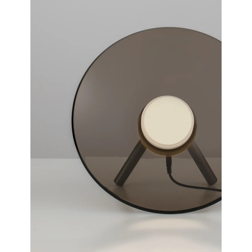 Lampa stołowa designerska z dotykowym włącznikiem Loggi 32cm LED 3000K ciemny brąz / ciemny nikiel
