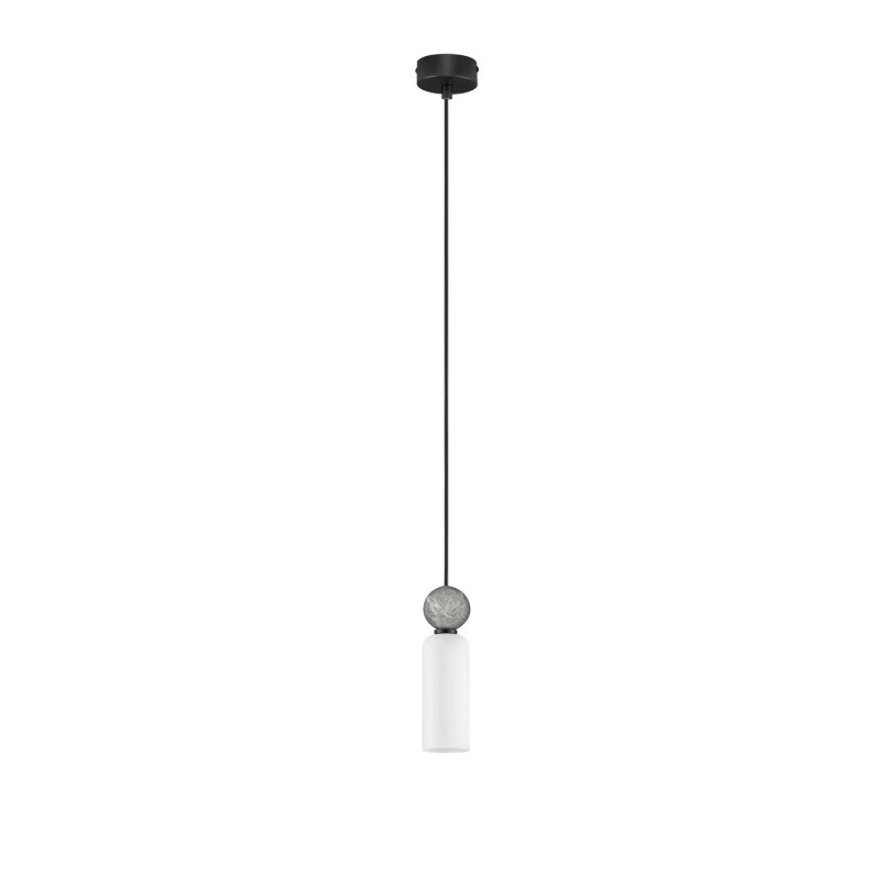 Lampa wisząca szklana tuba Molafine 6cm biały / szary kamień / czarny