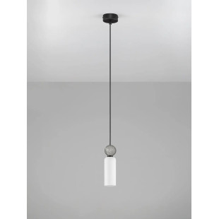 Lampa wisząca szklana tuba Molafine 6cm biały / szary kamień / czarny